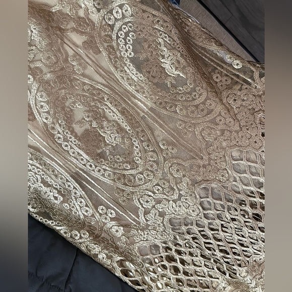 Vintage Lace Hollow-Out A-Line Elegant Cream and Gold Women's Skirt - Picture 7 of 8